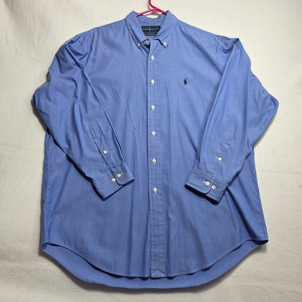 Ralph Lauren Yarmouth Mens 16.5 32/33 Blue Pinpoint Oxford Button Down Shirt.